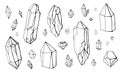 Collection of natural stones isolated on white background. Set of minerals doodle vector illustration